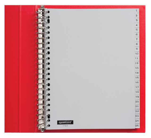 Intercalaire Quantore 23 perforations numéro 1-100 PP gris