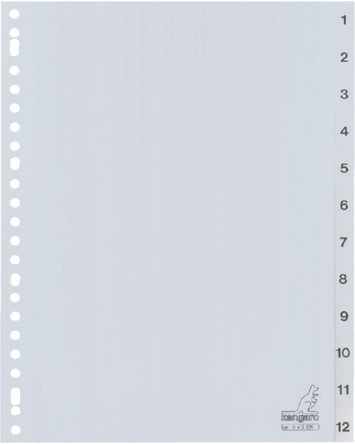 Intercalaires Kangaro 23 perf G412Cmnuméro 1-12 gris PP