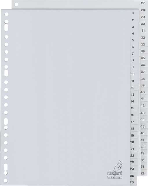 Intercalaire Kangaro G452CM A4 23 perforations numéro 1-52 PP gris