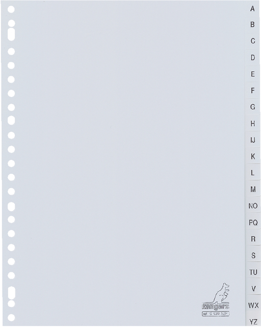 Intercalaire Kangaro G420AZM A4 23 perforations 20 onglets A-Z PP gris