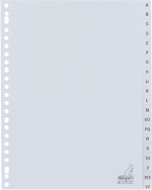 Tabbladen Kangaro 23-gaats G420AZM 20-delig alfabet grijs PP