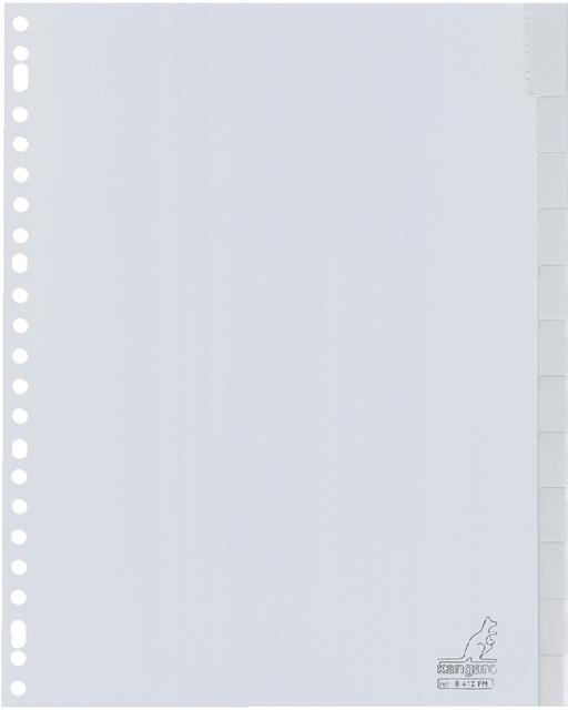 Intercalaire Kangaro G412FM A4 23 perforations 12 onglets + fenêtre PP gris