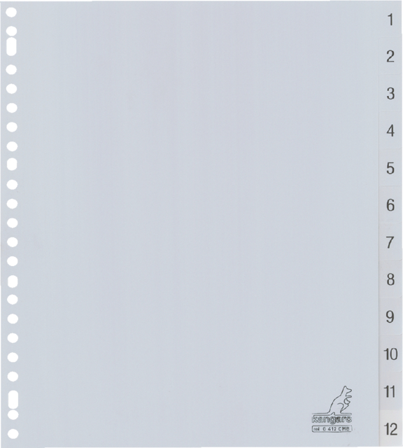 Intercalaire Kangaro G412CM-B A4 23 perforations numéro 1-12 Large PP
