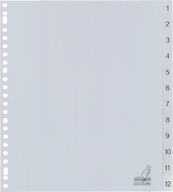 Intercalaire Kangaro G412CM-B A4 23 perforations numéro 1-12 Large PP
