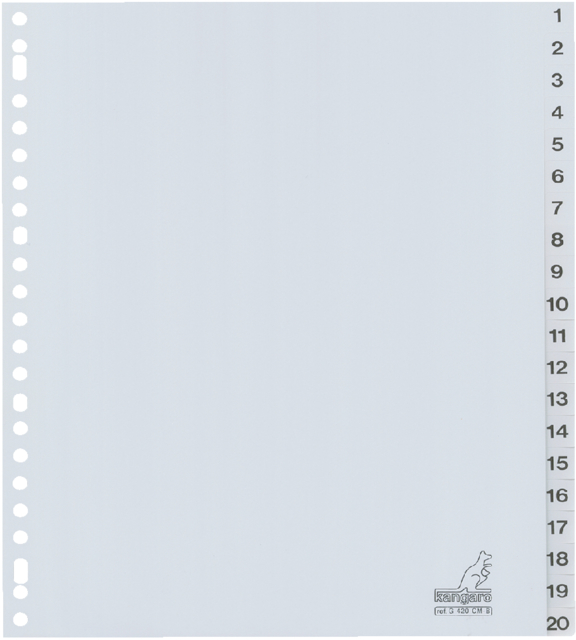 Intercalaire Kangaro G420CM-B A4 23 perforations numéro 1-20 Large PP