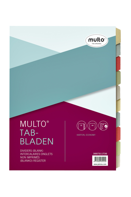 Intercalaire Multo A4 23 perforations 10 onglets carton assorti