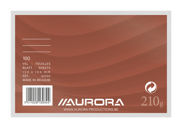 Fiche Système Aurora 150x100mm ligné + marge en-tête 210g blanc 100 feuilles