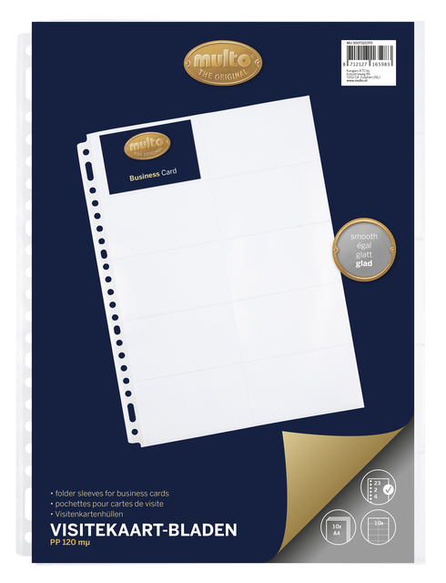 Pochette Multo 23 perforations PP pour cartes de visite 10 pièces