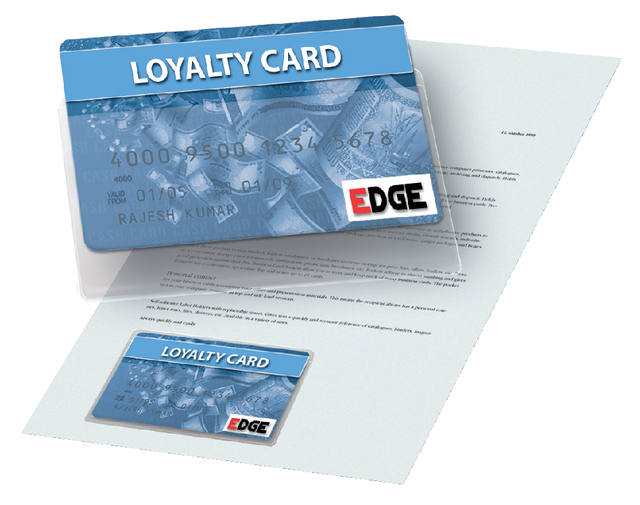 Etui cartes de visite Djois 105x60mm autocollant haut ouvert transparent 100 pièces