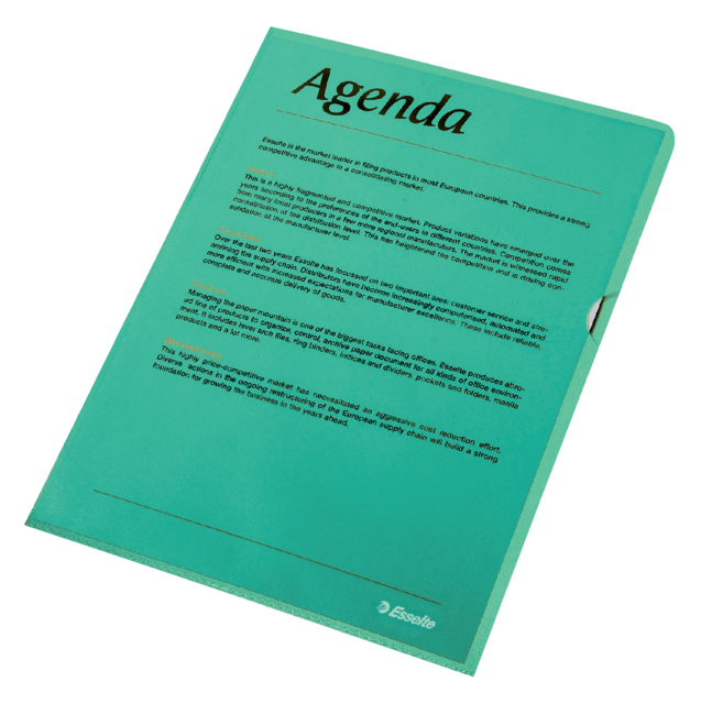 Pochette modèle L Esselte Standard A4 PP 0,11mm vert 100 pièces