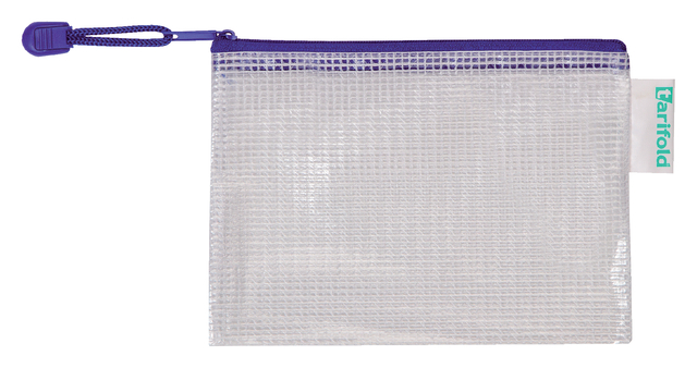 Pochette rangement Tarifold avec zip 175x125mm PVC bleu