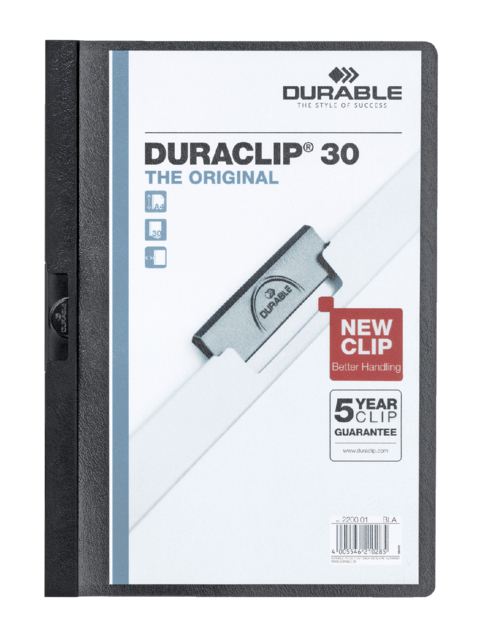 Klemmap Durable Duraclip A4 3mm 30 vellen zwart