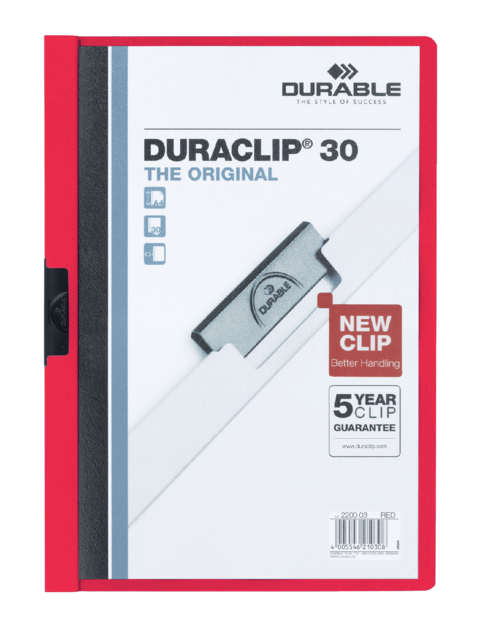 Chemise à clip Durable Duraclip A4 3mm 30 feuilles rouge