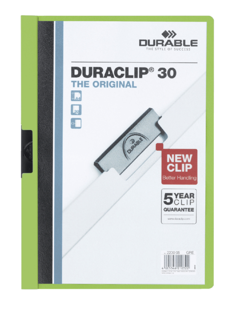 Chemise à clip Durable Duraclip A4 3mm 30 feuilles vert