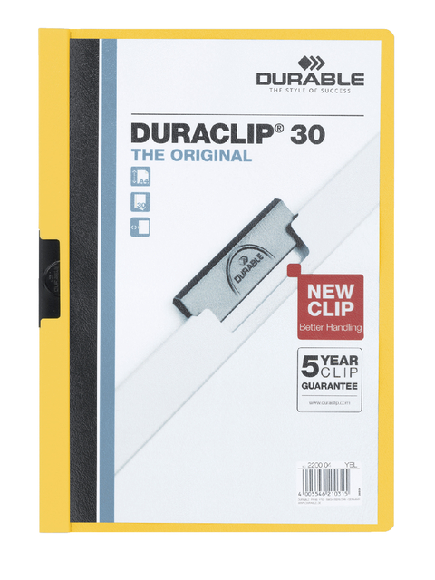 Chemise à clip Durable Duraclip A4 3mm 30 feuilles jaune