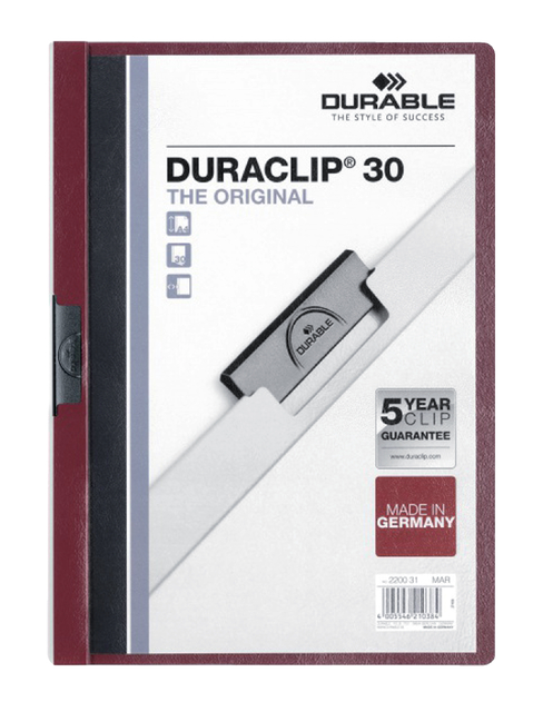 Chemise à clip Durable Duraclip A4 3mm 30 feuilles aubergine