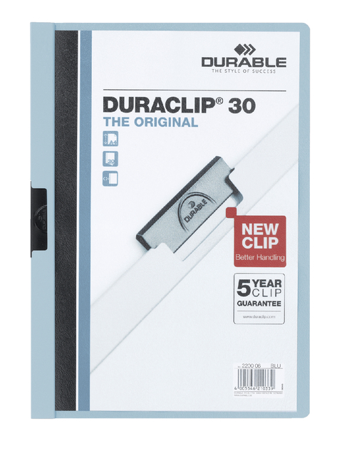 Chemise à clip Durable Duraclip A4 3mm 30 feuilles bleu ciel