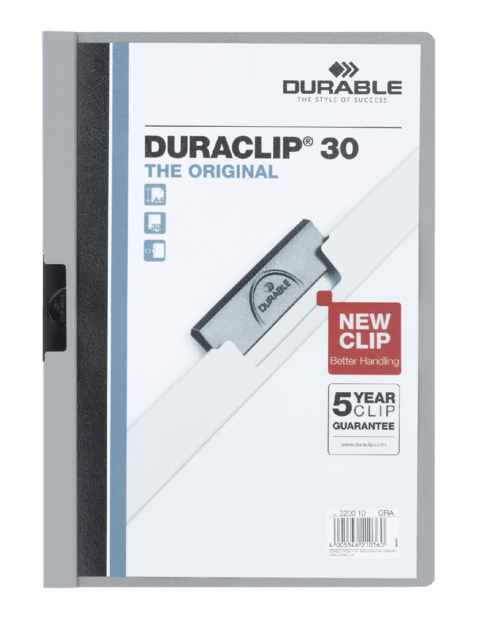 Chemise à clip Durable Duraclip A4 3mm 30 feuilles gris