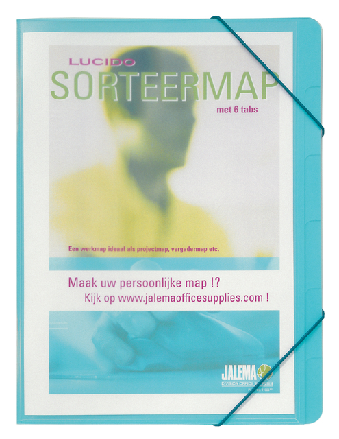 Sorteermap Djois personaliseerbaar A4 6 tabbladenblauw