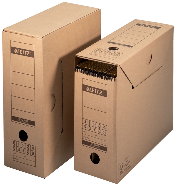Archiefdoos met deksel Leitz Premium 120x275x325mm natuurbruin