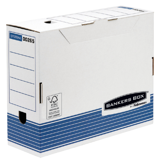 Archiefdoos Bankers Box System A4 100mm wit blauw