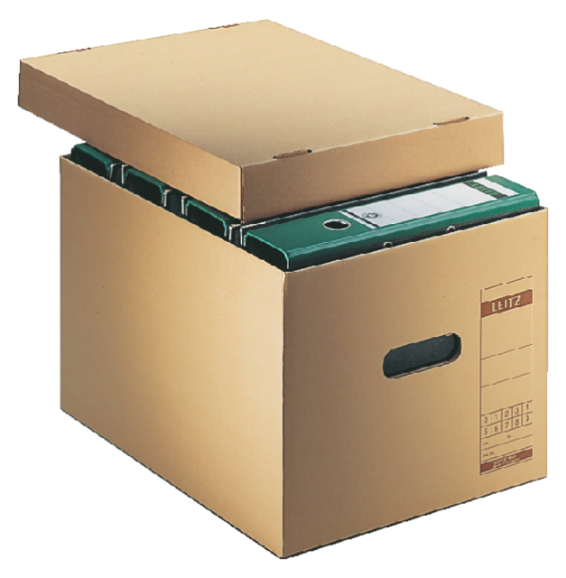 Archief- en transportdoos met deksel Leitz Premium 335x280x440mm natuurbruin