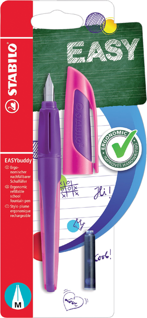 Stylo plume STABILO EASYbuddy droitier M violet/magenta blister 1 pièce