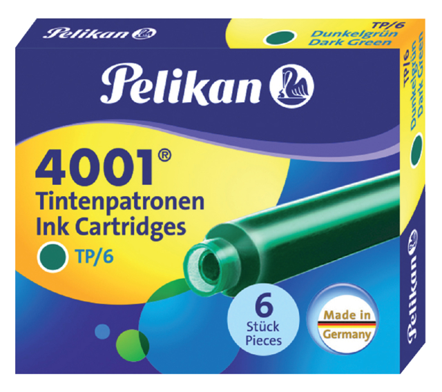 Cartouche d’encre Pelikan 4001 vert foncé 6 pièces