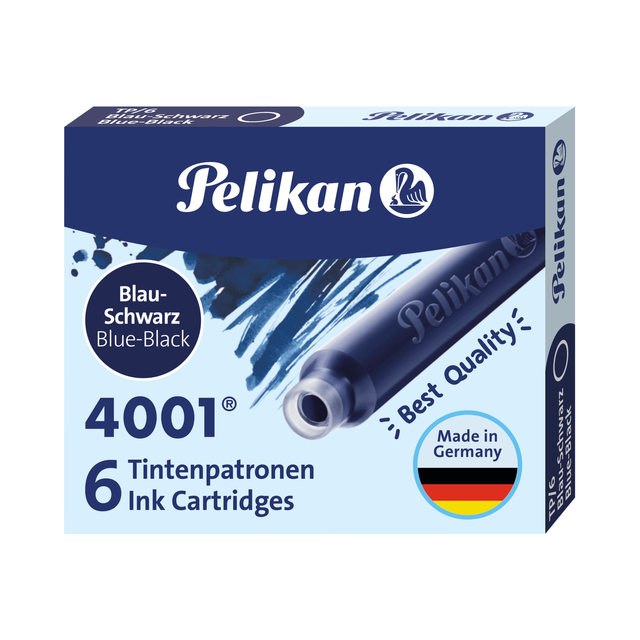 Cartouche d’encre Pelikan 4001 bleu/noir 6 pièces