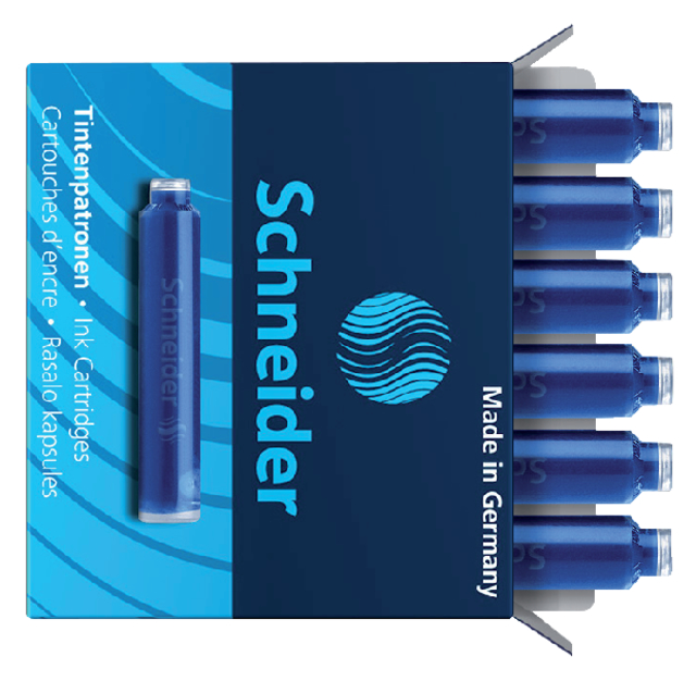 Inktpatroon Schneider din blauw doos à 6 stuks