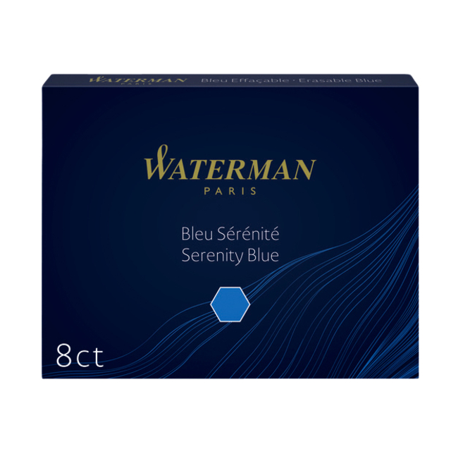 Cartouche d'encre Waterman n° 23 Longue bleu boîte 8 pièces