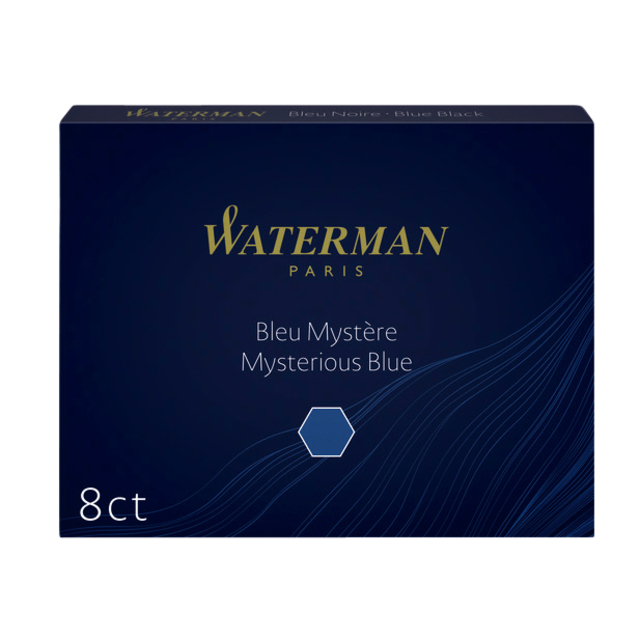 Cartouche d'encre Waterman n° 23 Longue bleu/noir boîte 8 pièces