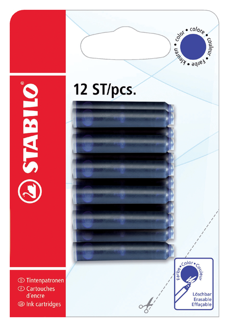 Cartouche d'encre STABILO bleu blister 12 pièces