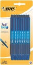 Stylo bille BIC Soft Feel Clic Grip Medium bleu blister 15 pièces