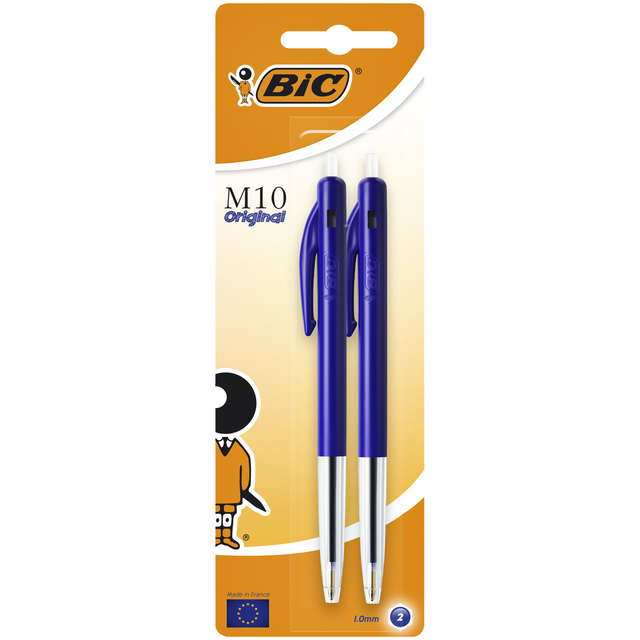 Stylo bille BIC M10 Medium bleu blister 2 pièces