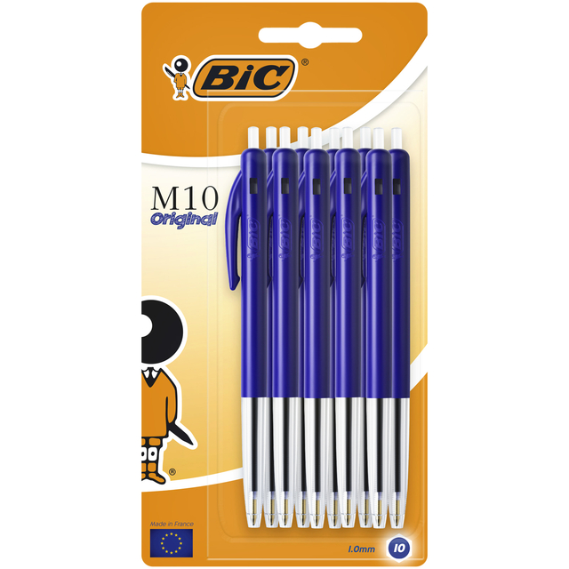 Stylo bille BIC M10 Medium bleu blister 10 pièces