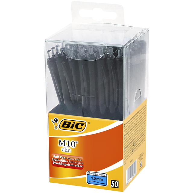 Stylo bille BIC M10 Medium noir boîte transparente