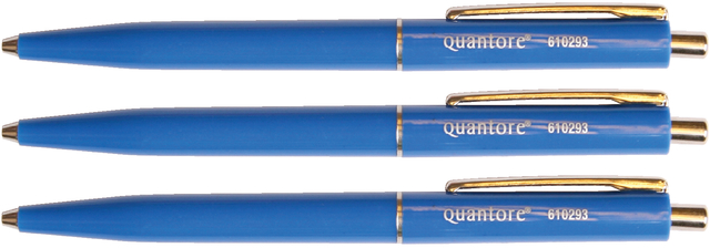 Stylo bille Quantore rétractable avec clip métal Medium bleu