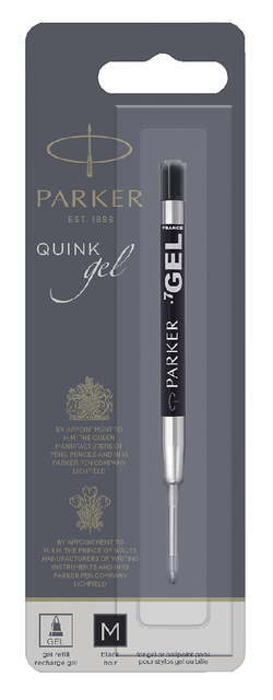 Recharge encre gel Parker Quink Medium noir blister 1 pièce