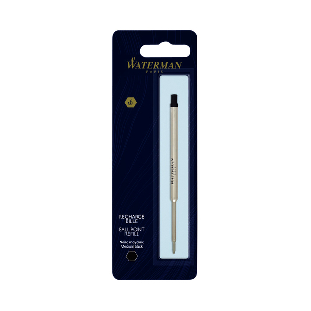 Recharge stylo bille Waterman Medium noir blister
