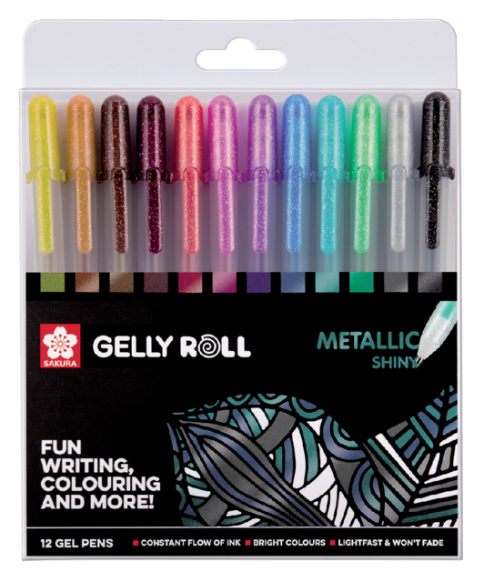 Stylo gel Sakura Gelly Roll Metallic set 12 couleurs