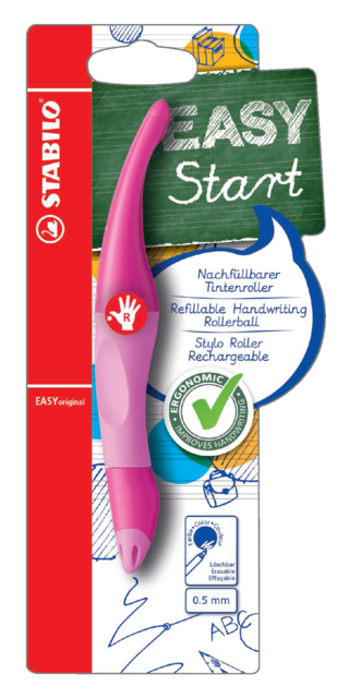 Rollerpen STABILO Easyoriginal rechtshandig roze/lichtroze blister à 1 stuk