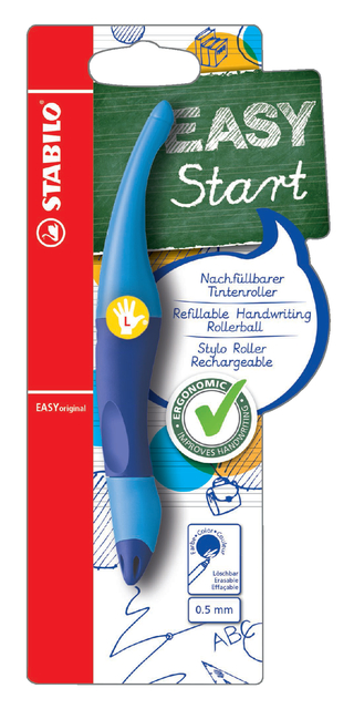 Rollerpen STABILO Easyoriginal linkshandig licht/donkerblauw blister