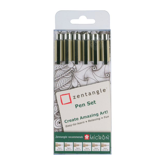 Tekenset Sakura Zentangle set à 6 pennen zwart