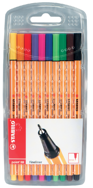 Fineliner STABILO Point 88 Fin étui 10 pièces assorti