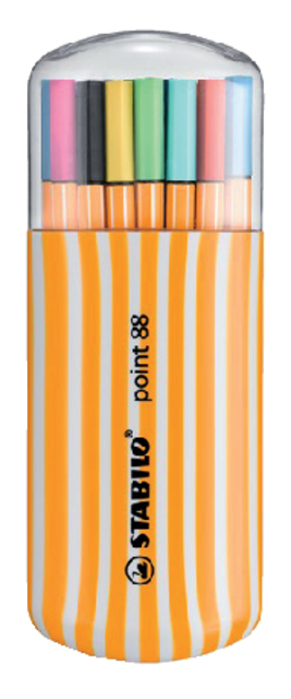 Fineliner STABILO Point 88/20 Fin étui zèbre 20 pièces assorti