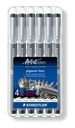 Fineliner Staedtler Pigment 308 zwart set 4+2 gratis
