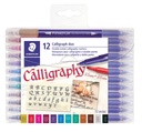 Feutre calligraphe Staedtler pointe duo 2.0 et 3.5mm 12 couleurs