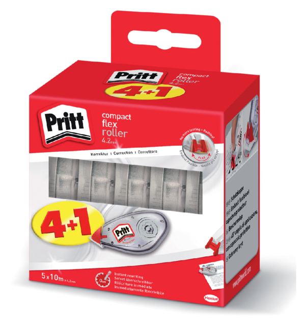 Correctieroller Pritt Compact Flex 4.2mmx10m valuepack à 4+1 gratis