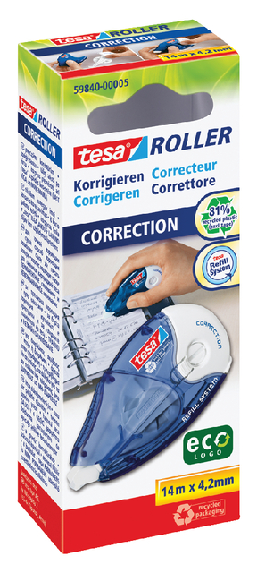 Roller correcteur tesa® ecoLogo® 4,2mmx14m rechargeable boîte à accrocher